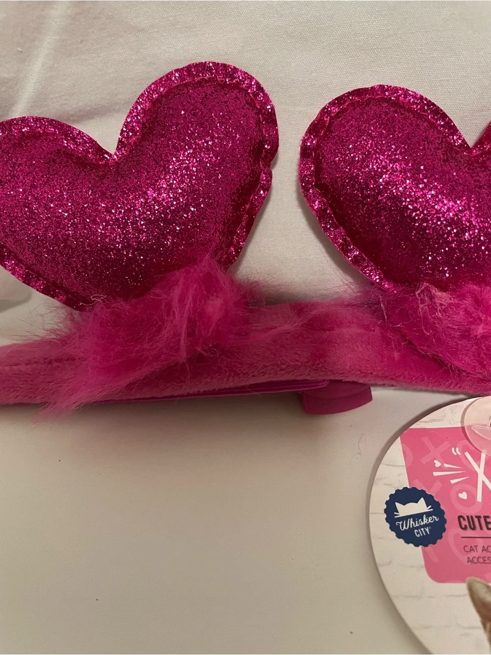 Cute Pink Glitter Heart for CATS head topper